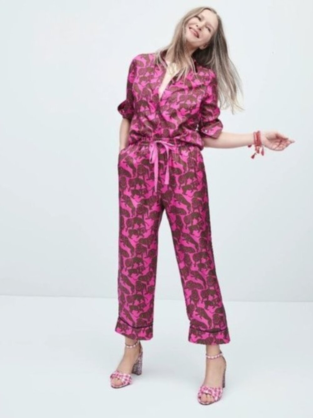 J. Crew Collection Silk Shirt Sleepy Lions - Picture 4 of 6